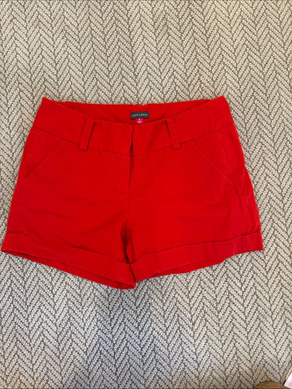 Vince Camuto Bright Red Cuffed Shorts